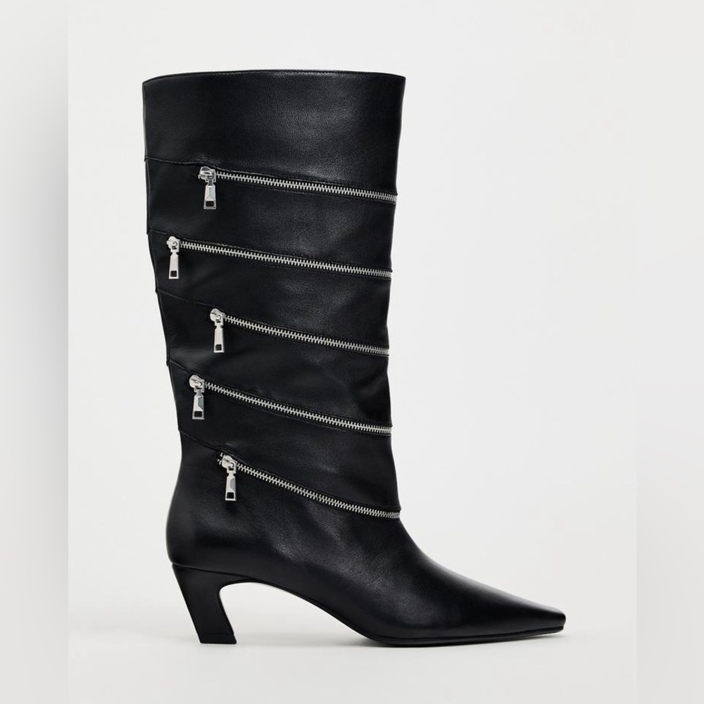 Price Firm - ZARA Leather Zipper Boots